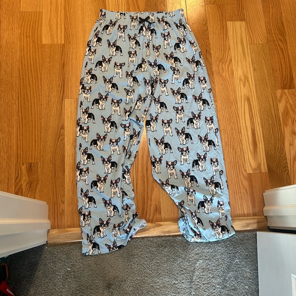 Blue Pajama Pants with Dog Print